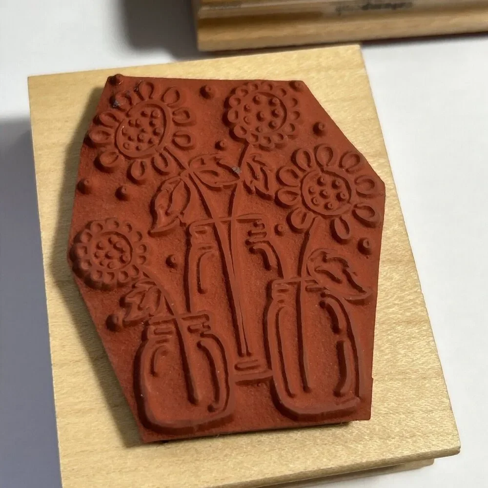 Lot of 5 Rubber Stamps-Floral-If Friends Were Flowers I'd Pick You-Daisy-Jars